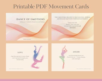 Dance of Emotions – 30 Printable Mindful Movement Cards | Emotional Expression & Somatic Reflection PDF