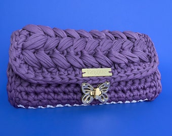 Purple Clutch Purse, Medium Clutch Bag, Crochet Purse, Clutch Bag, Handmade, Celebration Clutch Bag, Unique Clutch Bag, Cute Clutch Bag