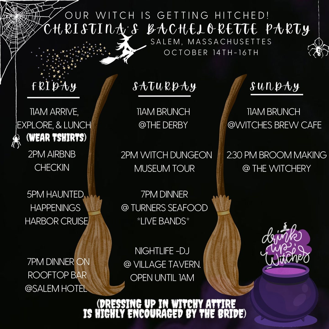 Salem Bachelorette Party Itinerary Etsy
