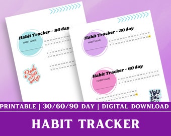 Tracker abitudini / 30, 60, 90 giorni / Tracker obiettivi / Stampabile