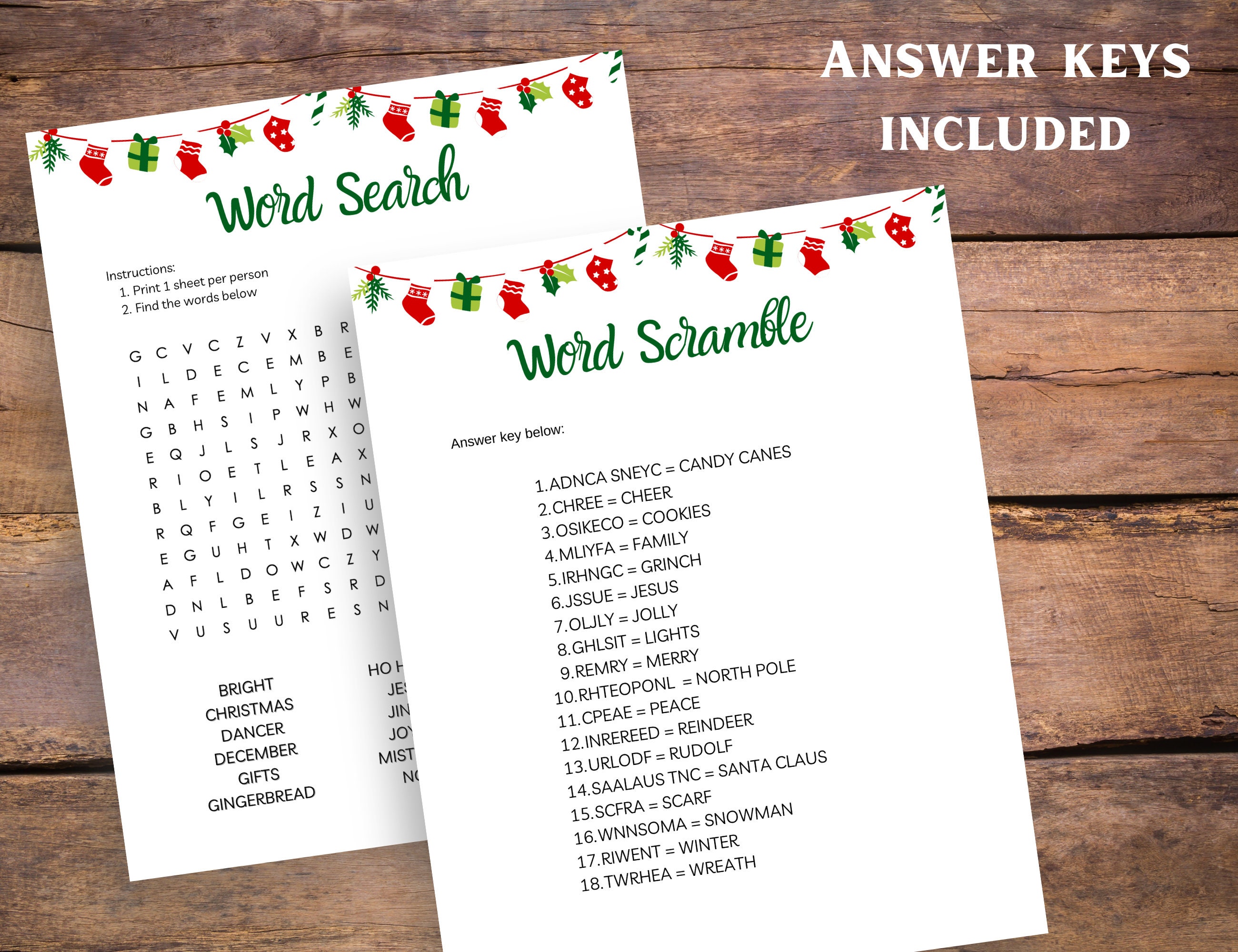 Christmas Games Printable, Games Bundle - Etsy