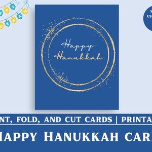 Carte heureuse de Hanukkah | Carte imprimable | 4" x 6", Lettre US, A4, A5