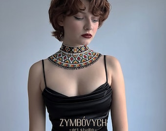 Ukrainian handmade necklace Beaded collar Silyanka Gerdan Ethno beaded necklace Lemkivska Kryvulka Ukrainian jewellery Sylyanka necklace