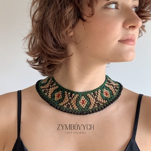 Collar ucraniano popular hecho a mano, collar tradicional ucraniano, collar de cuentas Sylanka, collar Gerdan, collar de cuentas étnico
