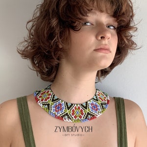 Ukrainian handmade necklace Beaded collar Silyanka Gerdan Ethno beaded necklace Lemkivska Kryvulka Ukrainian jewellery Sylyanka necklace