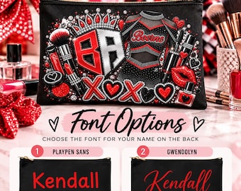 Personalized Cheer Makeup Bag, Custom Cheerleading Cosmetic Pouch, Competition Cheer Gift, Cheer Team Gift, Cheerleader Accessories