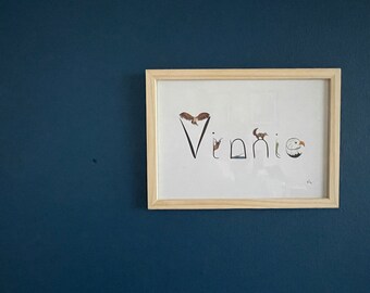 Printed Animal Alphabet Name Art | Baby and Kid Gifts | Custom Wall Art