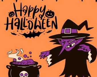 Kids Halloween Coloring Printable / Digital