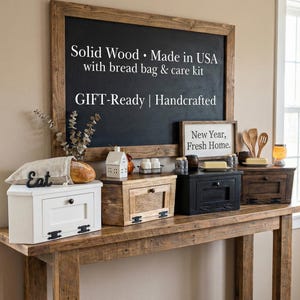 Wood Corner Bread Box Countertop - Rustic Farmhouse Kitchen Storage,Vegetable Bin Corner Bread boxes for Counter,Primitive Decor Potato Bin