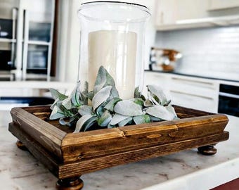 Wooden Farmhouse Tray Summer Dining Table Decor Kitchen Centerpiece Primitive Christmas Gift Mom Housewarming Rustic Wood Fall Home Decor