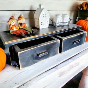 Handcrafted Farmhouse Kitchen Cabinet Tea Organizer Primitive Fall Decor tea box countertop rustic Christmas gift for mother k cup storage