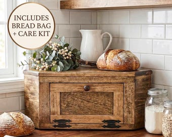 Solid Wood Corner Bread Box - Wood breadbox counter Rustic farmhouse kitchen storage primitive Kitchen modern farmhouse kitchen potato bin