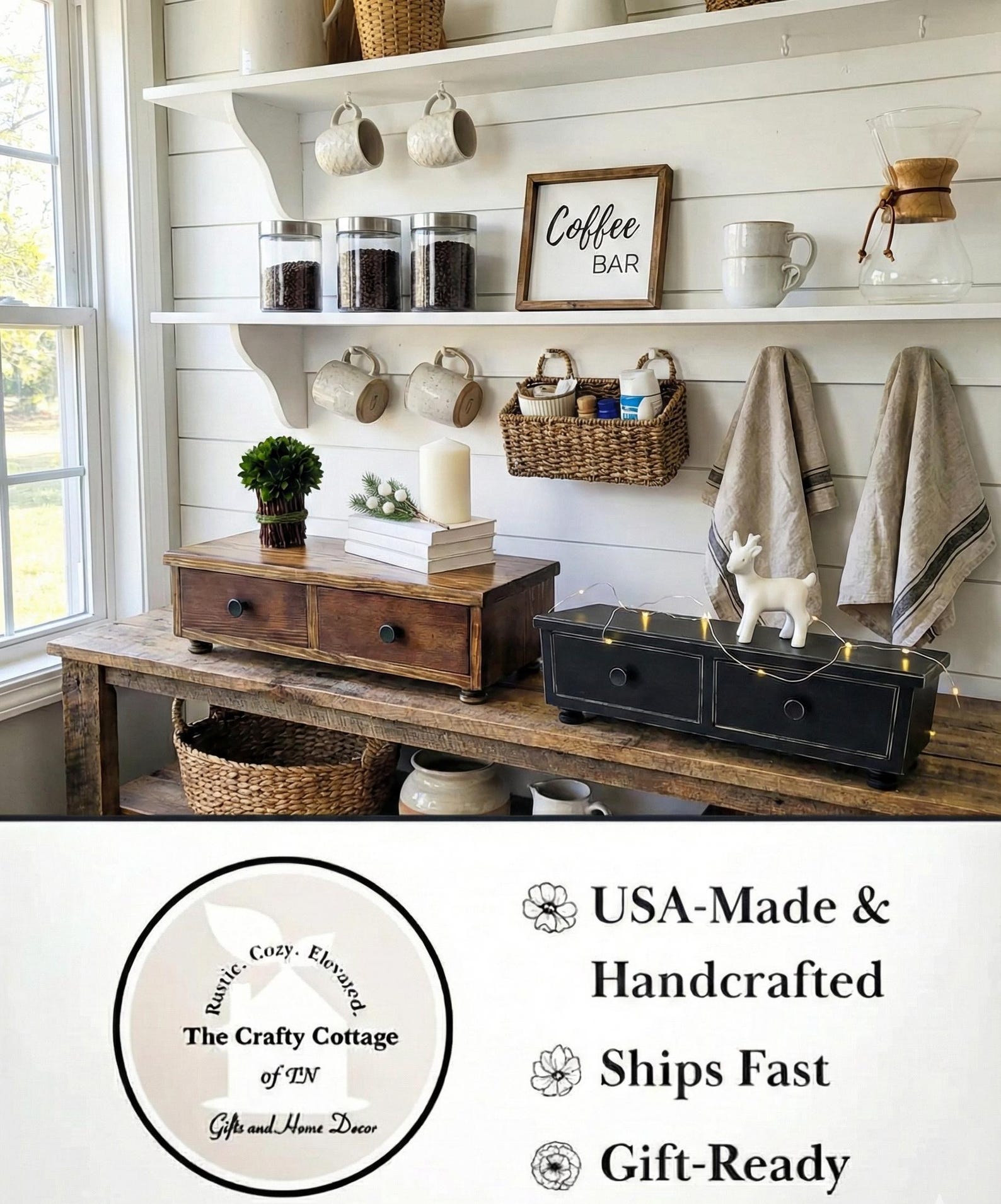Primitive Farmhouse Countertop Kitchen Storage Cabinet–rustic Kitchen ...