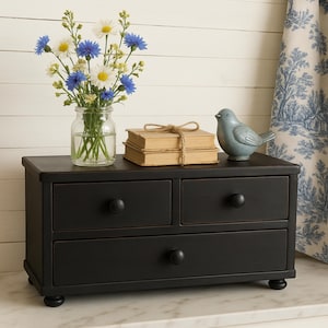 Rustic Cottage Kitchen Countertop Cabinet Black Farmhouse Kitchen Countertop Storage Cabinet Kitchen Decor Countertop Organizer Tea Box