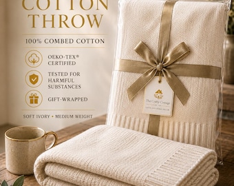 Heirloom Cotton Throw| SecondYear Anniversary Gift Throw Blanket,2nd Anniversary Gift,2nd Wedding Anniversary Gift,Two Year Anniversary Gift
