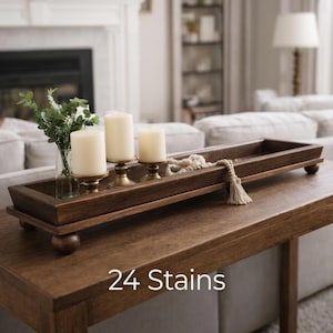 Long Wood Table Riser Centerpiece Tray | Kitchen Island | Mantle Decorative Tray | Handcrafted Coffee Table Stand | Charcuterie display