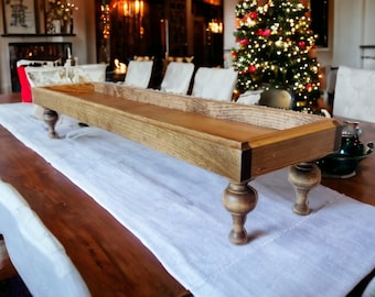 Wood riser with feet modern farmhouse decor rustic home decor table tray farmhouse table centerpiece french country decor coffee table decor