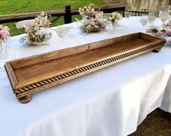 Wooden centerpiece tray French country tray mantle tray Rustic riser centerpiece Modern farmhouse Primitive Mother&#39;s Gift Mom Housewarming