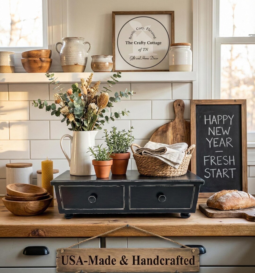 Wood Primitive Farmhouse Kitchen Countertop Cabinet – Rustic Kitchen ...