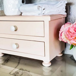 Small Chest of Drawers Makeup Organizer Countertop Makeup Storage Shabby  Chic Decor Vintage French Country Decor Bathroom Counter Organizer 