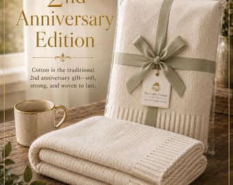 Heirloom Cotton Throw| SecondYear Anniversary Gift Throw Blanket,2nd Anniversary Gift,2nd Wedding Anniversary Gift,Two Year Anniversary Gift