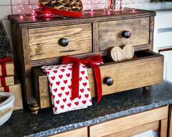 Farmhouse Countertop Cabinet: Rustic Kitchen Decor, Tea & K-Cup Storage