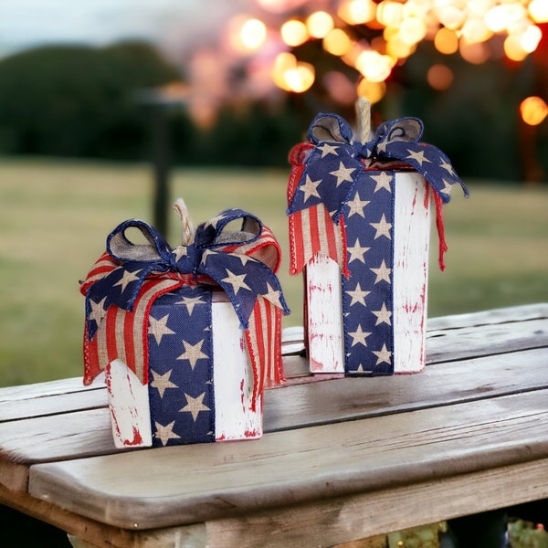 4th of July table decor, patriotic wood blocks, 4th of July decorations, Americana home decor, wood block set, Independence day decorations