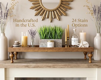 Mantel Tray | Above Fireplace Mantel Decor | Primitive Mantel Centerpiece | Mantel Riser | Seasonal Mantel Display | Summer Mantel Wood