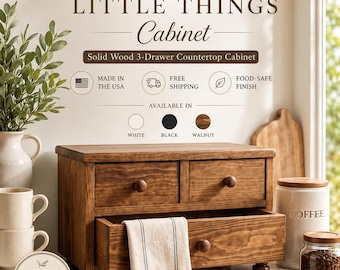 Kitchen Storage Countertop Cabinet,Kitchen Counter Decor,Wooden Tea Box,Coffee Bar Cabinet,Tea Organizer Coffee Station Kitchen Organization