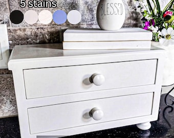Farmhouse Countertop Cabinet: Ivory Wood Kitchen Organizer (13.5x8.5x7.25") | French Country, Modern Farmhouse Wooden Bathroom Counter Decor