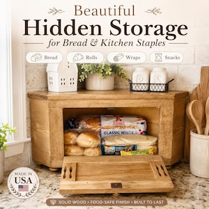 Corner Bread Box Wood breadbox Kitchen Countertop Bread box farmhouse kitchen storage primitive rustic modern farmhouse kitchen potato bin