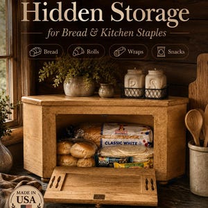 Corner Bread Box Wood breadbox Kitchen Countertop Bread box farmhouse kitchen storage primitive rustic modern farmhouse kitchen potato bin