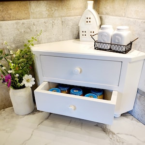 Corner Cabinet White Farmhouse Kitchen Countertop cabinet Modern Farmhouse Kitchen Counter Decor Shabby Chic counter organizer tea box gift