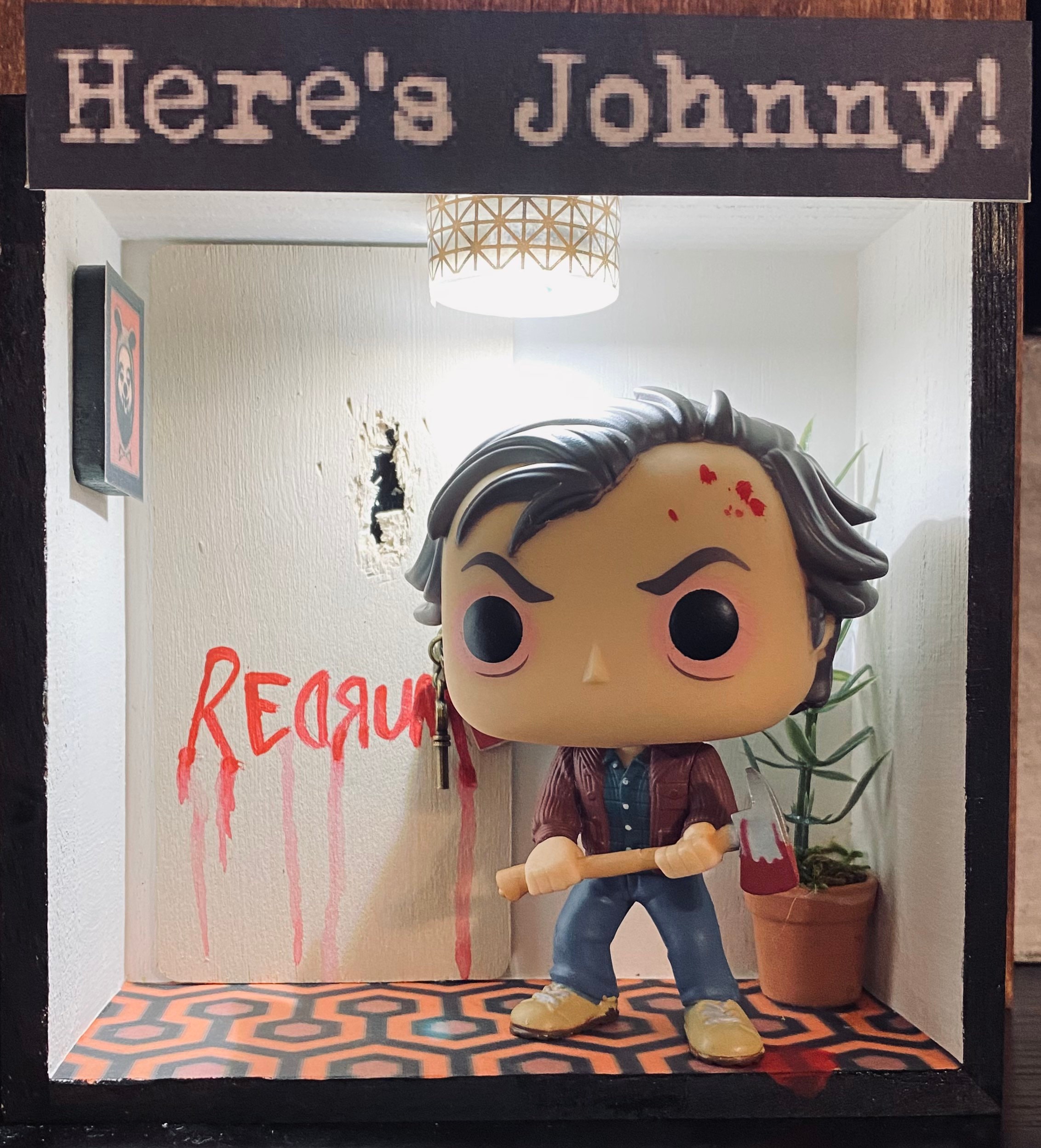 Framed Realistic 3D THE SHINING REDRUM Door Replica Diorama - Sweden