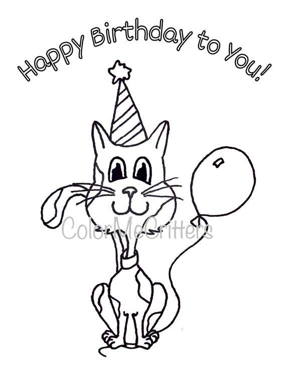 Happy Birthday Party Hat Coloring Page