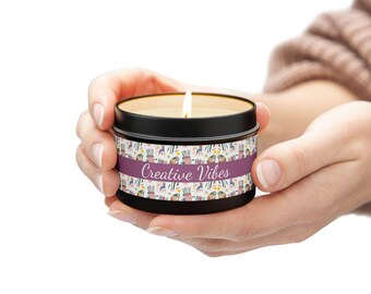 Creative Vibes Tin Candles | Aromatic Gifts for Home, Relaxation, Self-Care, Creative Decor, Mindfulness
