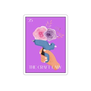 Craft Lady Die-Cut Stickers, Cute Stickers for Crafters, Floral Stickers for Scrapbooking, DIY Project Decor, Craft Room Accessories