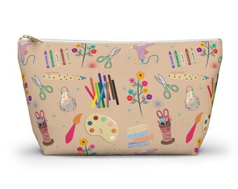Cozy Arts & Crafts Accessory Pouch, Cute Makeup Bag, Ideal Gift for Book Lovers, Eco-Friendly Storage, Floral Book Motif