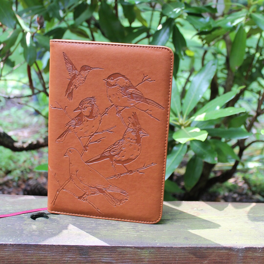Birds Refillable Faux Leather Journal by Sohospark, 6x8 Vegan Lined Writing Journal for Women or