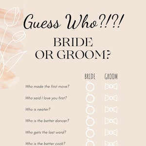 Bride or Groom Guess Who