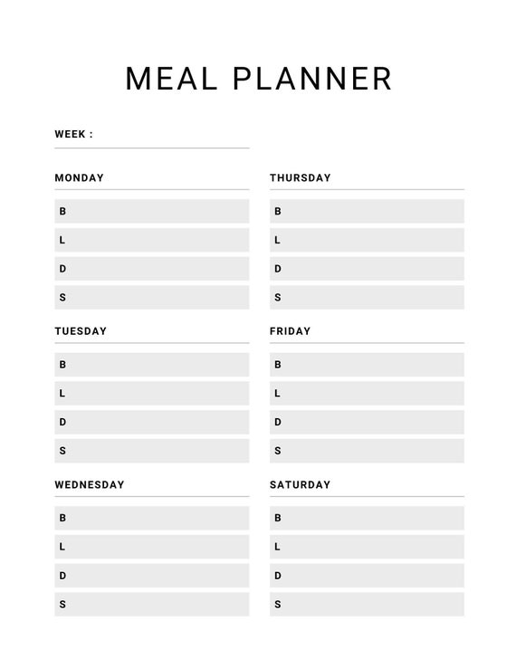 Simple Weekly Printable Meal Planner - Etsy