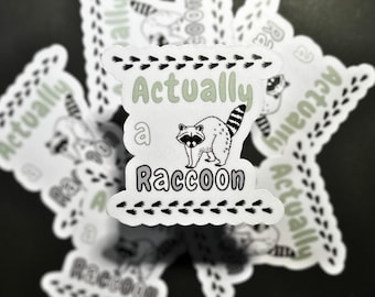 Actually A Raccoon Vinyl Sticker, Water Resistant Meme Sticker, Trash Panda