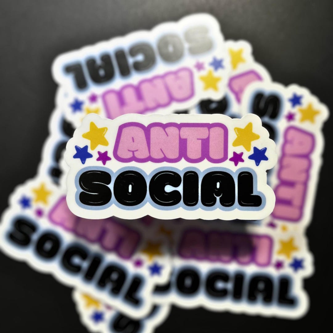 Anti Social Vinyl Sticker, Introvert Laptop Decal - Etsy
