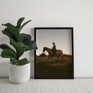 Cowboy In The Pasture Poster, Western Poster, Western Wall Art, Digital Wall Art