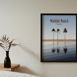 Waikiki Poster, Waikiki Hawaii, Oahu Poster, Hawaii Poster, Digital Wall Art