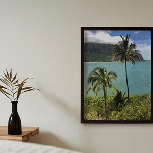 Oahu Hawaii Palm Trees Digital Poster, Digital Wall Art, Oahu Hawaii Print