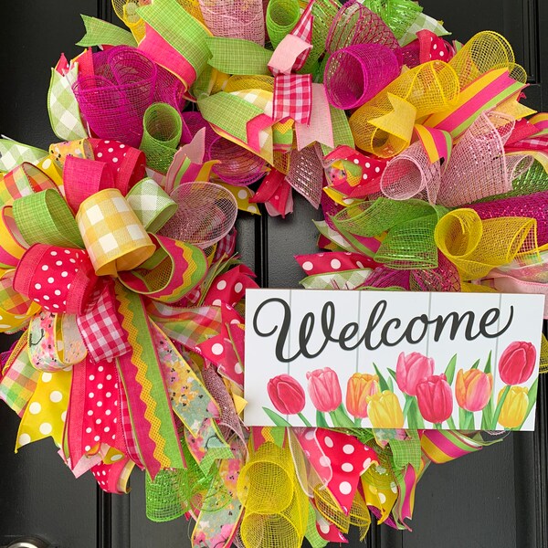 Mesh Ribbon Wreath Etsy