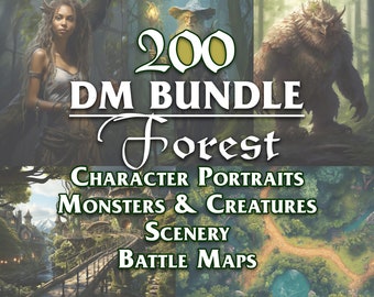 200 D&D Inspiration Token Set | Forest DM-Kampagnenplan | D&D Charaktere | Rollenspiel Token | DnD Monster | Rollenspiel-Landschaft | D&D Maps