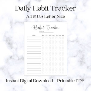 Daily Habit Tracker Printable Portrait Instant Download A4 - Etsy
