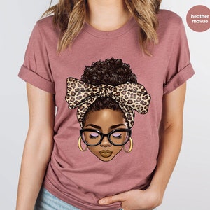 Black Woman T-Shirt, Afro Woman Graphic Tees, Black Girls Gift, African American TShirt, Juneteenth Shirt, Black History Month Vneck Shirt